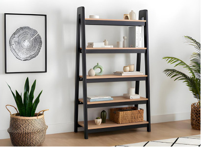 Schwarz-Beiger Bücherregal Wohnzimmer Aktenregale Holz Ablagen Möbel