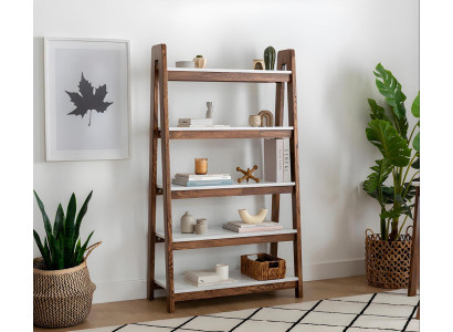 Braun-Weißer Bücherregal Wohnzimmer Designer Holz Regale Edle Möbel