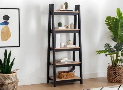 Schwarz-Brauner Bücherregal Designer Wandregal Büro Aktenregalständer