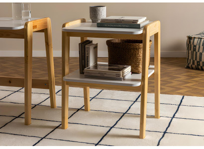 Beige-Weißer Bücherschrank Designer Wohnzimmer Ablagenmöbel Holzgestell