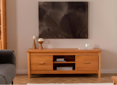 Eleganter Brauner TV-Ständer Wohnzimmer Lowboard Holz Schubladentisch