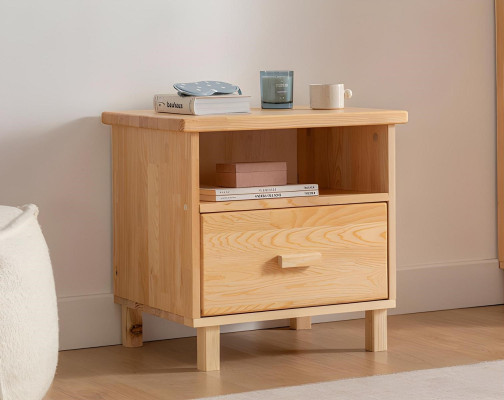 Beiger Schubladen Nachttisch Schlafzimmer Nachtkästchen Beistelltisch