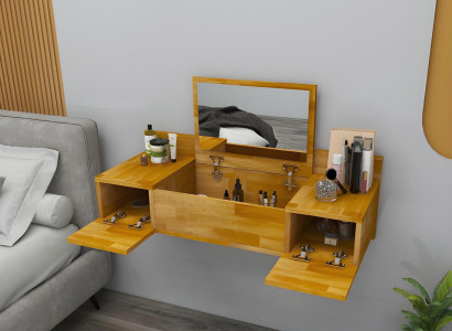 Modern Braun Schminktisch mit Spiegel Luxus Konsole Kommode Schlafzimmer