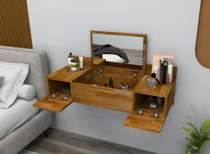 Luxus Braun Schminktisch mit Spiegel Modern Konsole Kommode Schlafzimmer