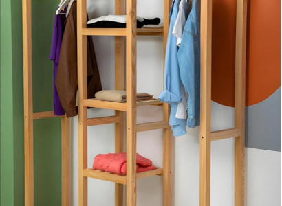 Modern Garderobe Beige Regal Schrank Kleider Schrank Möbel Garderoben Holz