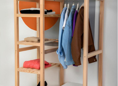 Garderobe Beige Regal Schrank Kleider Schrank Möbel Modern Garderoben Holz