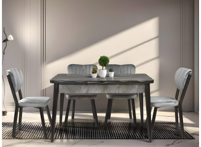 Schicker Esszimmer Grauer Esstisch Rechteckiger Tisch Designer Platte