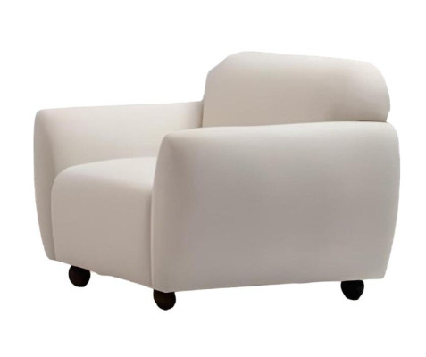 Sessel Einfarbig Modern Desing Weiß Textil Holz Material Wohnzimmer