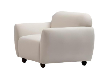 Sessel Einfarbig Modern Desing Weiß Textil Holz Material Wohnzimmer