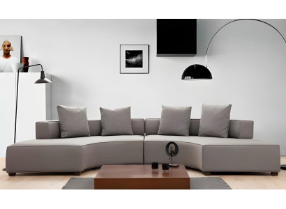 Ecksofa U-Form Modern Design Textil Material Weiß Einfarbig Textil Holz