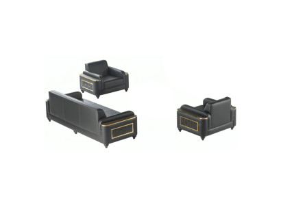 Sofa-Set 3tlg 3-Sitzer 2x Sessel Schwarz Farbe Wohnzimmer Arbeitszimmer