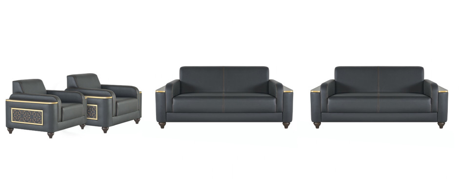 Arbeitszimmer Sofas Modern Design Wohnzimmer Set 4lg Schwarz Einfarbig