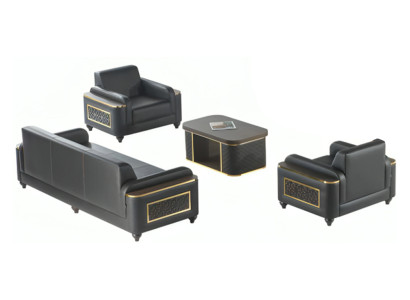 Wohnzimmer Arbetiszimmer Set 4tlg 3-Sitzer Sessel Couchtisch Braun Farbe