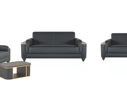Schwarze Wohnzimmer Sitzgarnitur Designer Dreisitzer Sessel Couchtisch