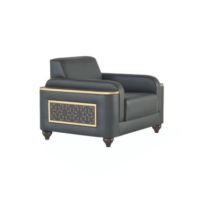 Schwarze Wohnzimmer Garnitur Designer Möbel 3-Sitzer 2x Sessel 5tlg