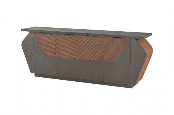 Sideboard Aktenschrank Arbeitszimmer Grau Braun Zweifarbig Modern Stil