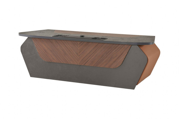 Arbeitszimmer-Set 2tlg Bürotisch Sideboard Braun Grau Zweifarbig Modern