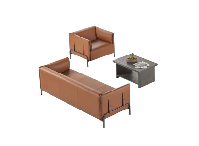 Sitzmöbel 3tlg Braun 3-Sitzer Sessel Grau Farbe Couchtisch Arbeitszimmer