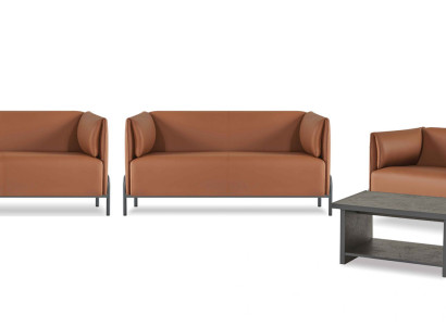 Braune Arbeitszimmer Sofagarnitur Designer Sitzmöbel Ledermöbel 5tlg