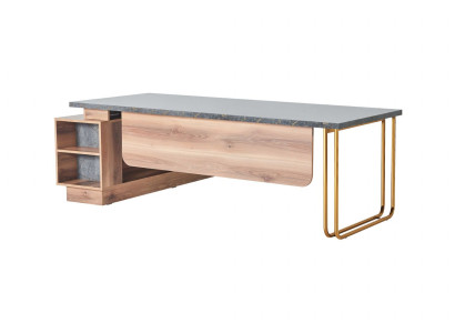 Bürotisch Braun Grau Zweifarbig Modern Design Arbeitszimmer Rechteckig