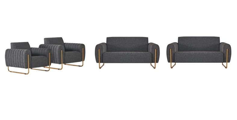 Arbeitszimmer Stoffsofas 4tlg 2x 2-Sitzer mit 2x Sessel Grau Einfarbig