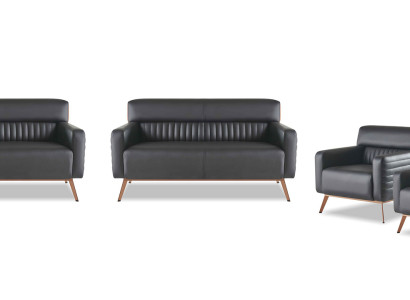 Sofas 4tlg 2-Sitzer Sofas Sessel Arbeitszimmer Set Schwarz Einfarbig