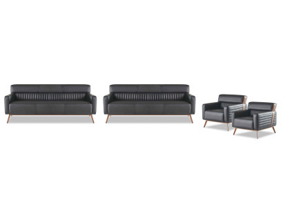Sofas 3-Sitzer Sessel Arbetiszimmer-Set 4tlg Schwarz Modern Einfarbig