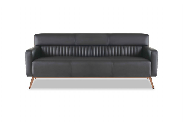 Arbeitszimmer-Set 4tlg 3-Sitzer 2x Sessel Couchtisch Schwarz Einfarbig