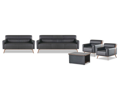 Schwarze Büro Einrichtung Luxuriöse Leder Sofas Designer Sessel Tisch