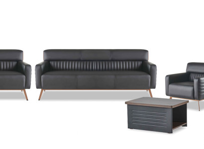 Schwarze Büro Einrichtung Luxuriöse Leder Sofas Designer Sessel Tisch