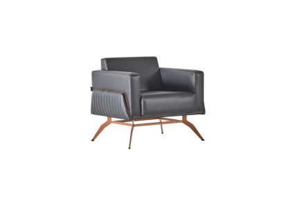 Sessel Schwarz Einfarbig Modern Design 1-Sitzer Arbeitszimmer Edelstahl