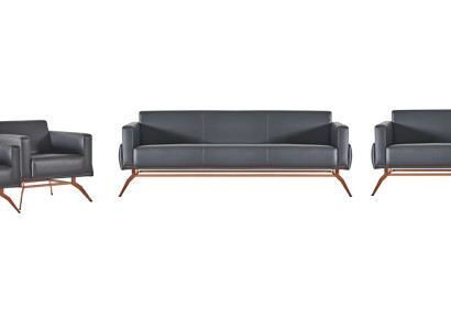 Arbeitszimmer-Set 4tlg 3-Sitzer 2-Sitzer 2x Sessel Grau Einfarbig Stil