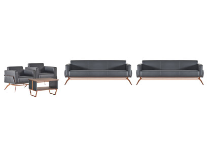 Hellgraue Leder Büromöbel Designer Arbeitszimmer Lehnsessel 3-Sitzer