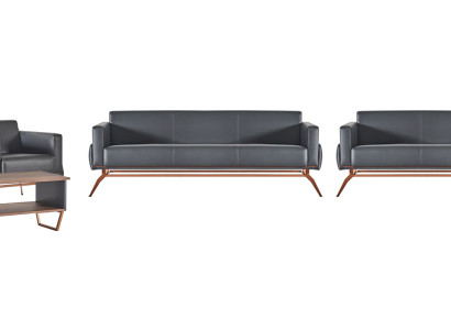 Hellgraue Leder Büromöbel Designer Arbeitszimmer Lehnsessel 3-Sitzer