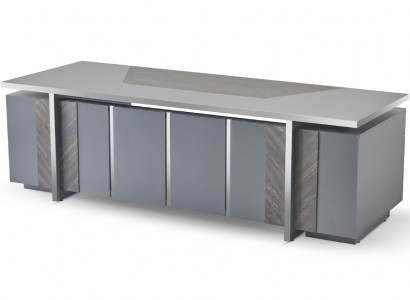 Bürotisch Rechteckig Form Grau Einfarbig Modern Design Stil mit Stauraum