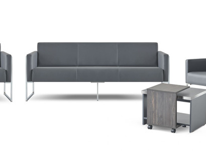 Arbeitszimmer-Set 5tlg 3-Sitzer 2-Sitzer 2x Sessel Couchtisch Grau Stil