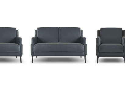 Arbeitszimmer-Set 4tlg 2x S-Sitzer 2x Sessel Dunkelgrau Einfarbig Modern