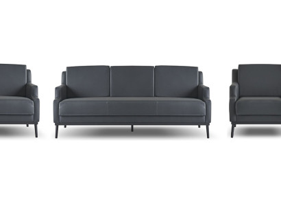 Arbeitszimmer-Set 4tlg 3-Sitzer 2-Sitzer 2x Sessel Dunkelgrau Einfarbig