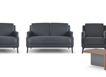 Arbeitszimmer-Set 5tlg Dunkelgrau Stil 2x 2-Sitzer 2x Sessel Couchtisch