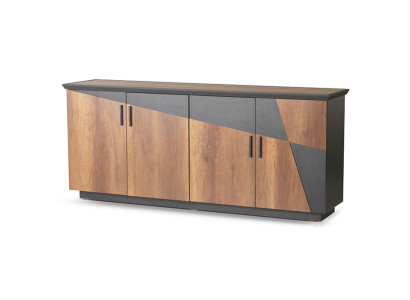 Sideboard Aktenschrank mit 4 Türen Braun / Grau Zweifarbig Modern Stil