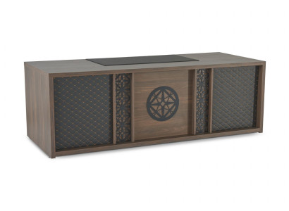 Bürotisch Braun Grau Zweifarbig Arbeitszimmer Rechteckig Form Modern