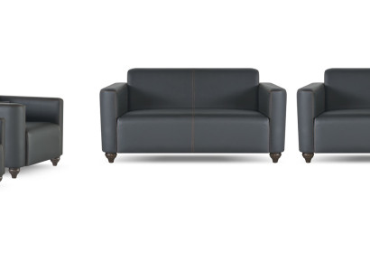 Arbeitszimmer-Set 4tlg 2x 2-Sitzer mit 2x Sessel Schwarz Farbe Wohnzimmer