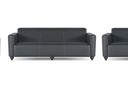 Arbeitszimmer-Set 4tlg 2x 3-SItzer 2x Sessel Schwarz Einfarbig Modern