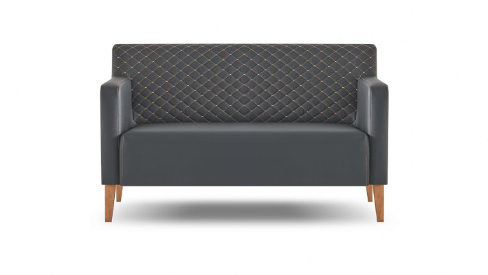 Sofa 2-Sitzer Arbeitszimmer Schwarz Einfarbig Modern Design Wohnzimmer