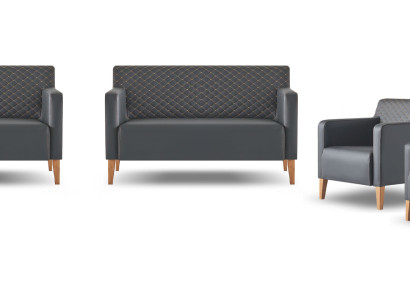 Arbeitszimmer-Set 4tlg 2x S-Sitzer 2x Sessel Schwarz Einfarbig Modern