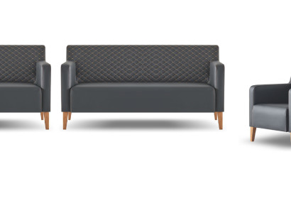 Arbeitszimmer-Set 4tlg Schwarz 2x 3-Sitzer 2x Sessel Einfarbig Modern