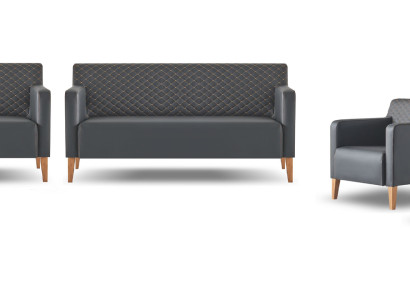 Arbeitszimmer-Set 4tlg 3-Sitzer 2-Sitzer 2x Sessel Schwarz Wohnzimmer