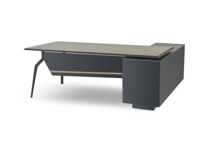 Schwarz-Brauner Arbeitszimmer Tisch Designer Ecktisch Holz Büro Möbel