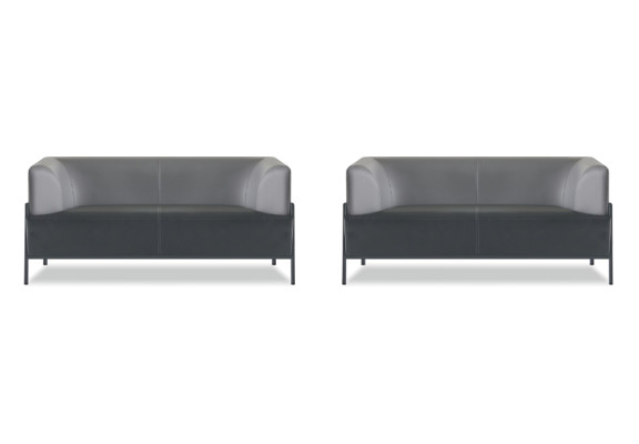 Ledersofa Schwarz Modern Sitzmöbel 4tlg Garmitur Edelstahl Büro Armlehnen