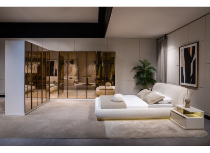 Moderne Schlafzimmer Garnitur Doppelbett Kleiderschrank 2x Nachttische